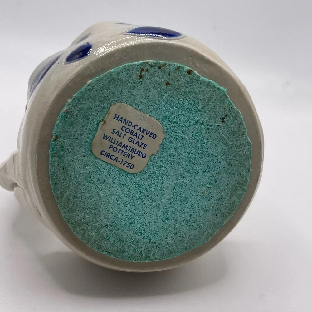 Vintage cobalt salt glazed. Williamsburg pottery. Candle holder.